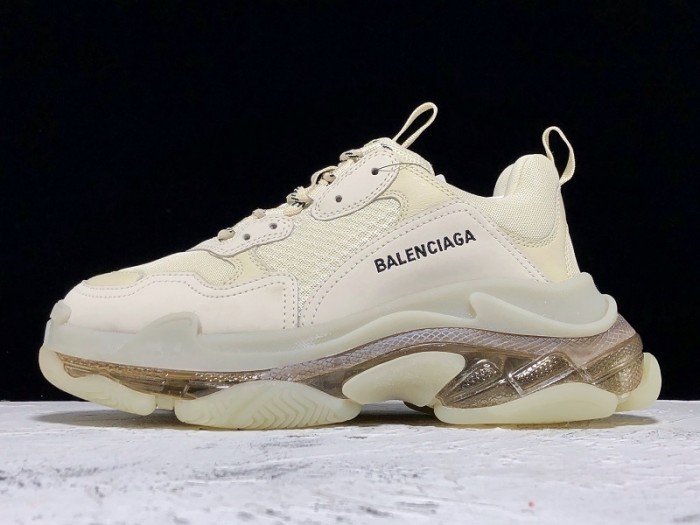 balen triple s trainers clear sole gold and white 541624 w09o1 9005