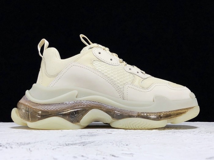 balen triple s trainers clear sole gold and white 541624 w09o1 9005