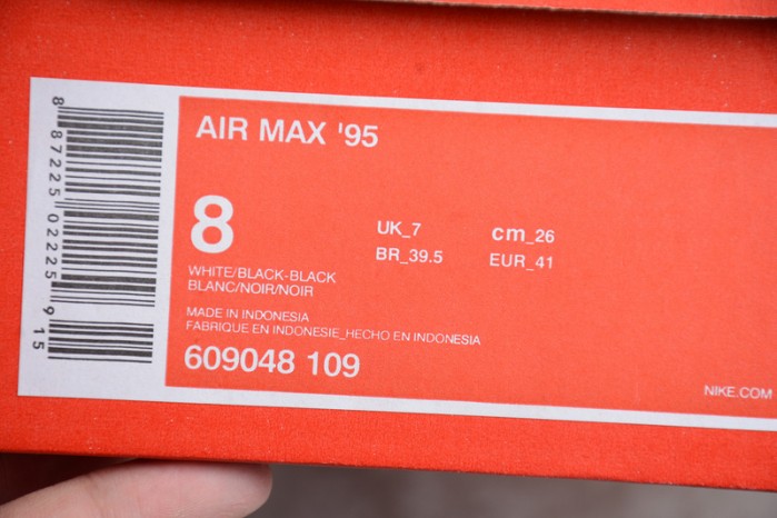 nike air max 95 white black oreo 609048-109