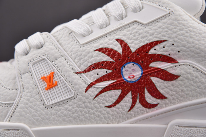 l&v x yayoi kusama trainer white print