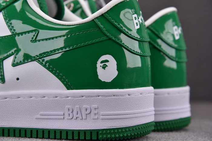 a bathing ape bape sta patent leather green white