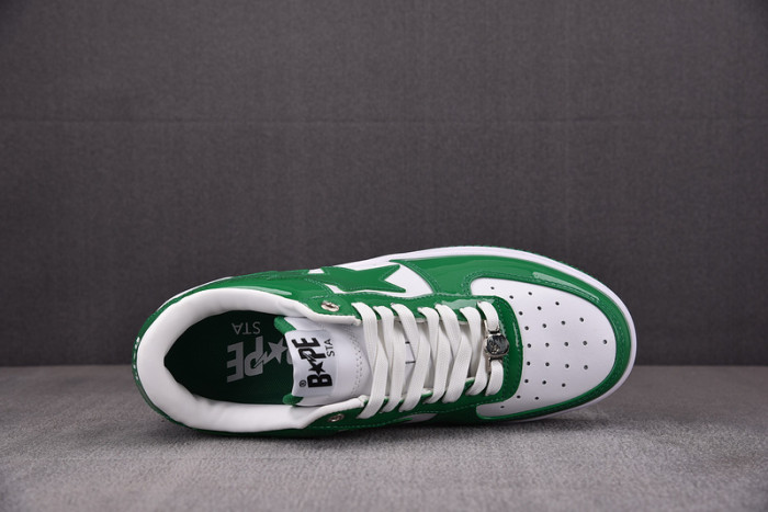 a bathing ape bape sta patent leather green white