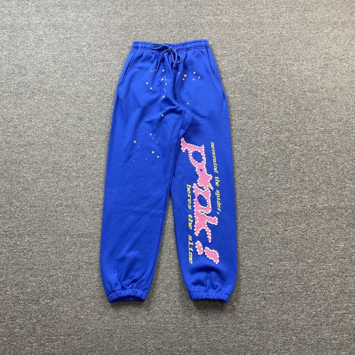 sp5der p*nk sweatpants blue