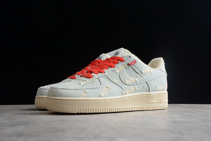 L*v*s x nike air force 1 07 low denim university red vi6396-158