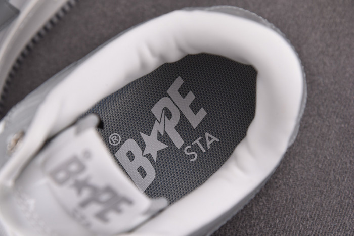 a bathing ape bape sta patent leather white grey