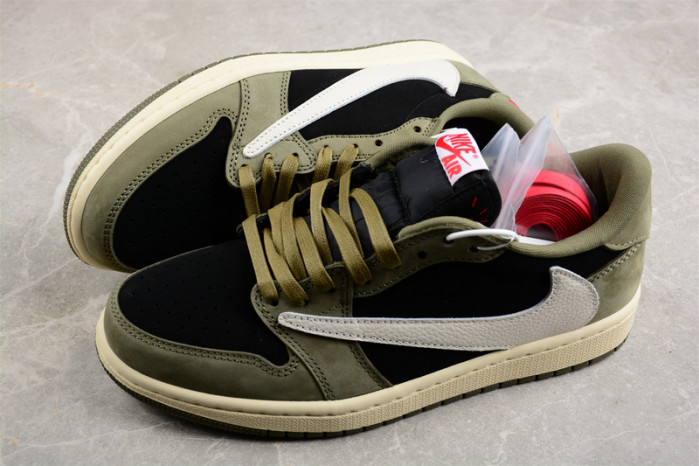 travis scott x air jordan 1 low og black olive