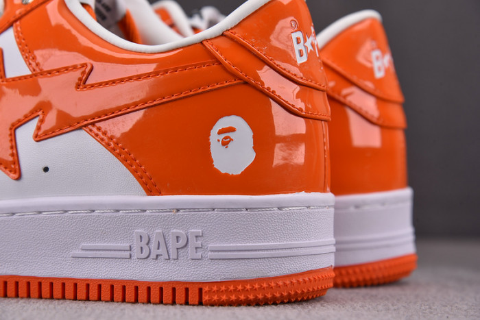 a bathing ape bape sta patent leather orange white