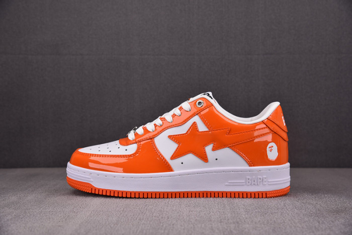 a bathing ape bape sta patent leather orange white