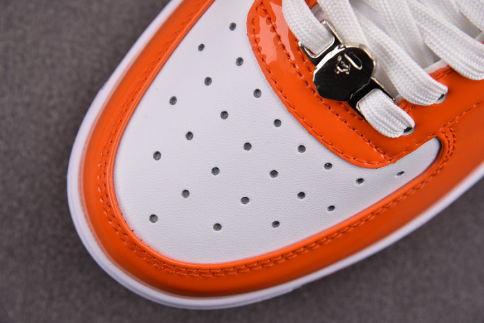 a bathing ape bape sta patent leather orange white