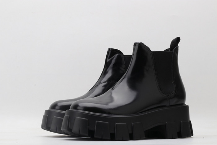 prad monolith brushed leather chelsea boots