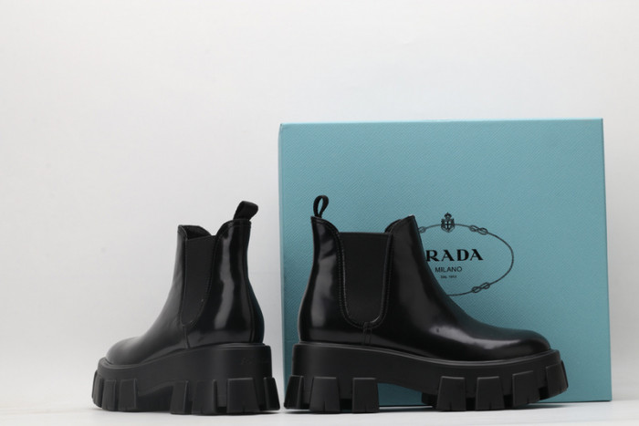 prad monolith brushed leather chelsea boots