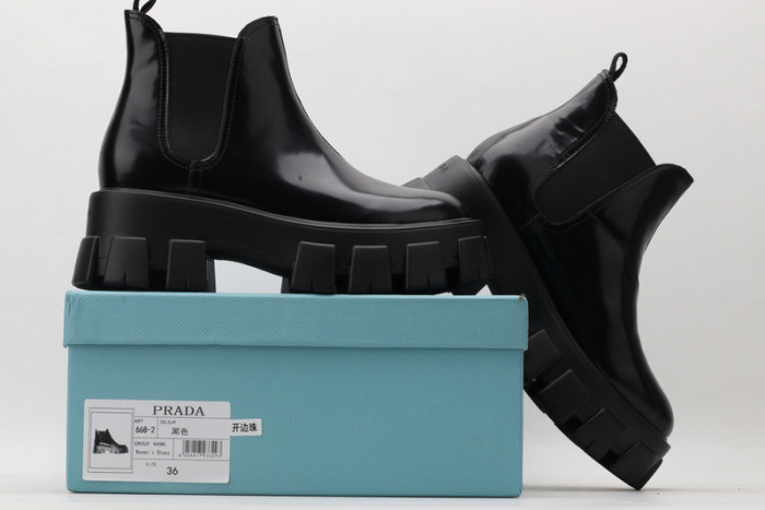 prad monolith brushed leather chelsea boots