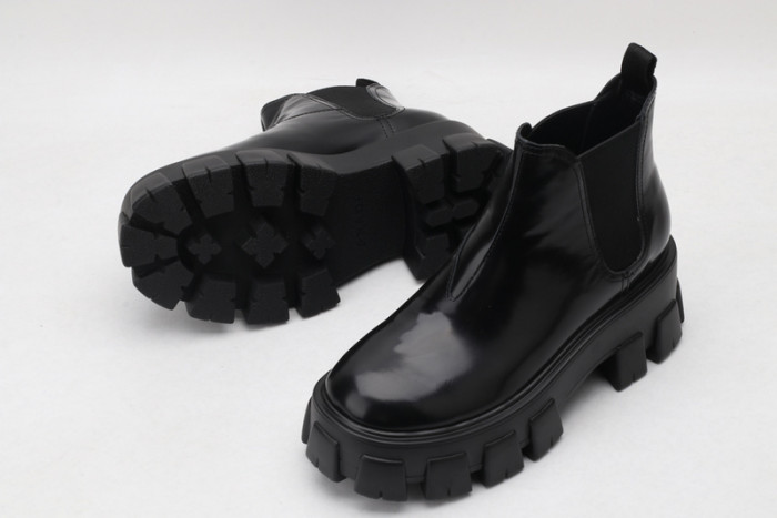 prad monolith brushed leather chelsea boots