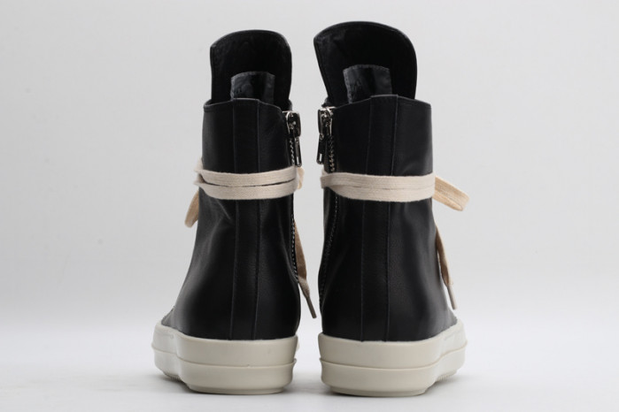 rick owens leather high top black cream sneaker