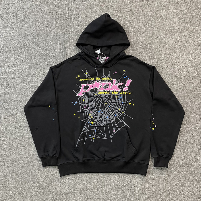 sp5der p*nk hoodie black