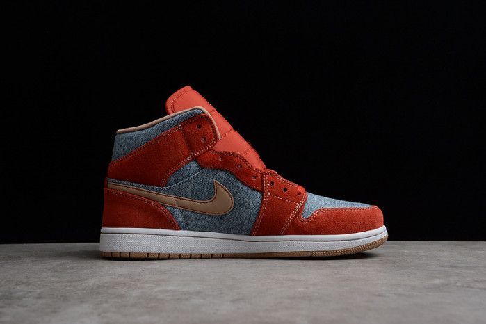 jordan 1 mid denim red - dm4352-600