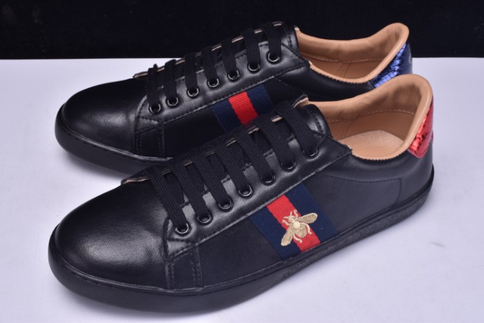 gu ace embroidered low-top sneaker black with bee mens 431942-a38g0