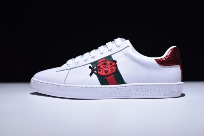 gu ace embroidered low-top sneaker with ladybird