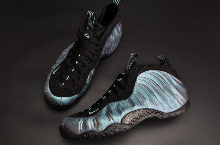 nike air foamposite one prm “abalone” black/aurora green mens 575420-009