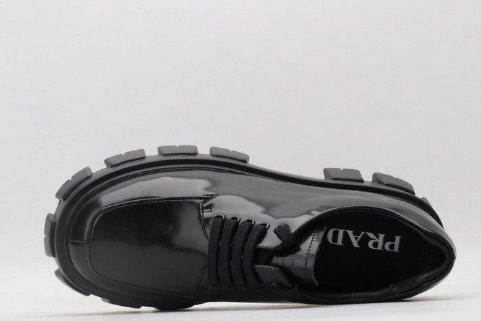 prad brushed leather and nylon lace-up shoes