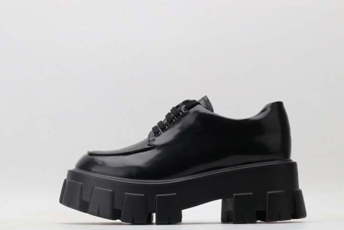 prad brushed leather and nylon lace-up shoes