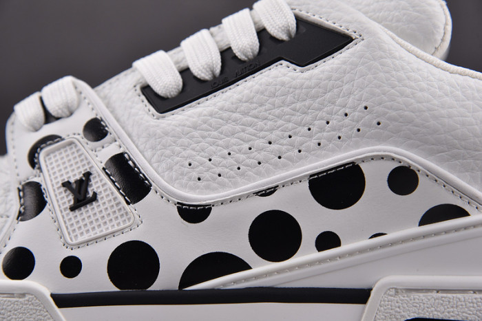 l&v x yayoi kusama trainer white black