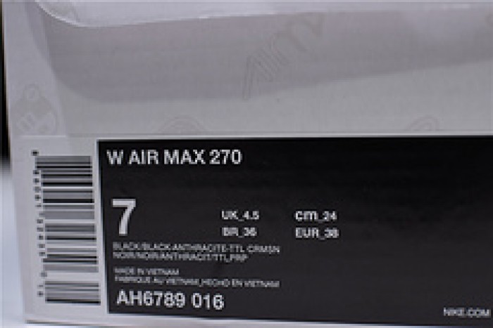 Nike womens Air Max 270 black purple AH6789 016